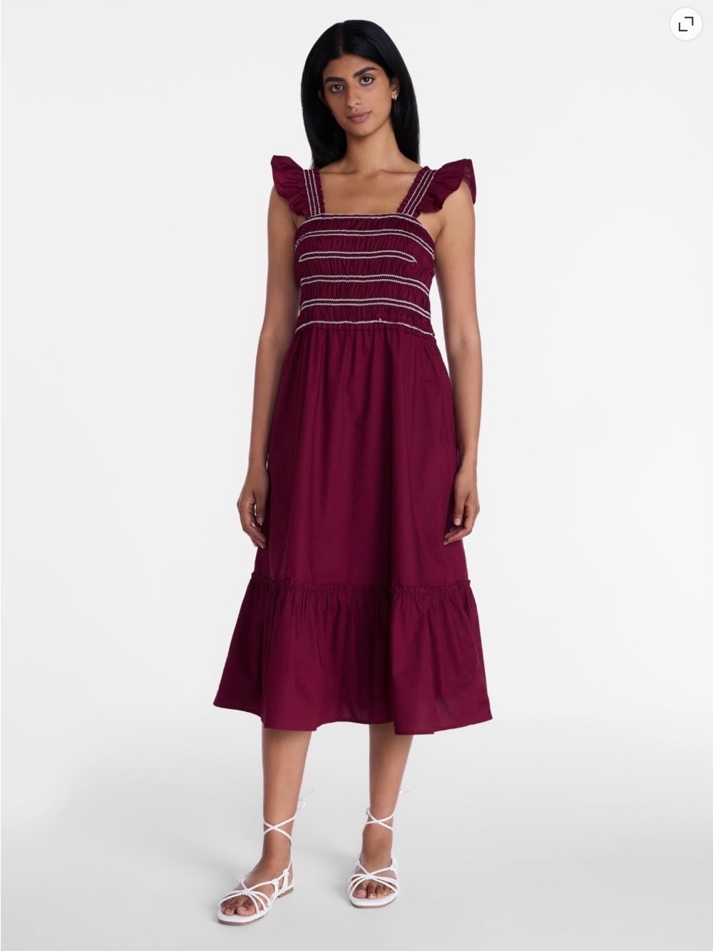 Time and Tru Women’s Sleeveless Smocked Cotton Midi Dress